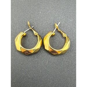 Vintage AK Earrings Gold Tone Hoop Signed Pierced